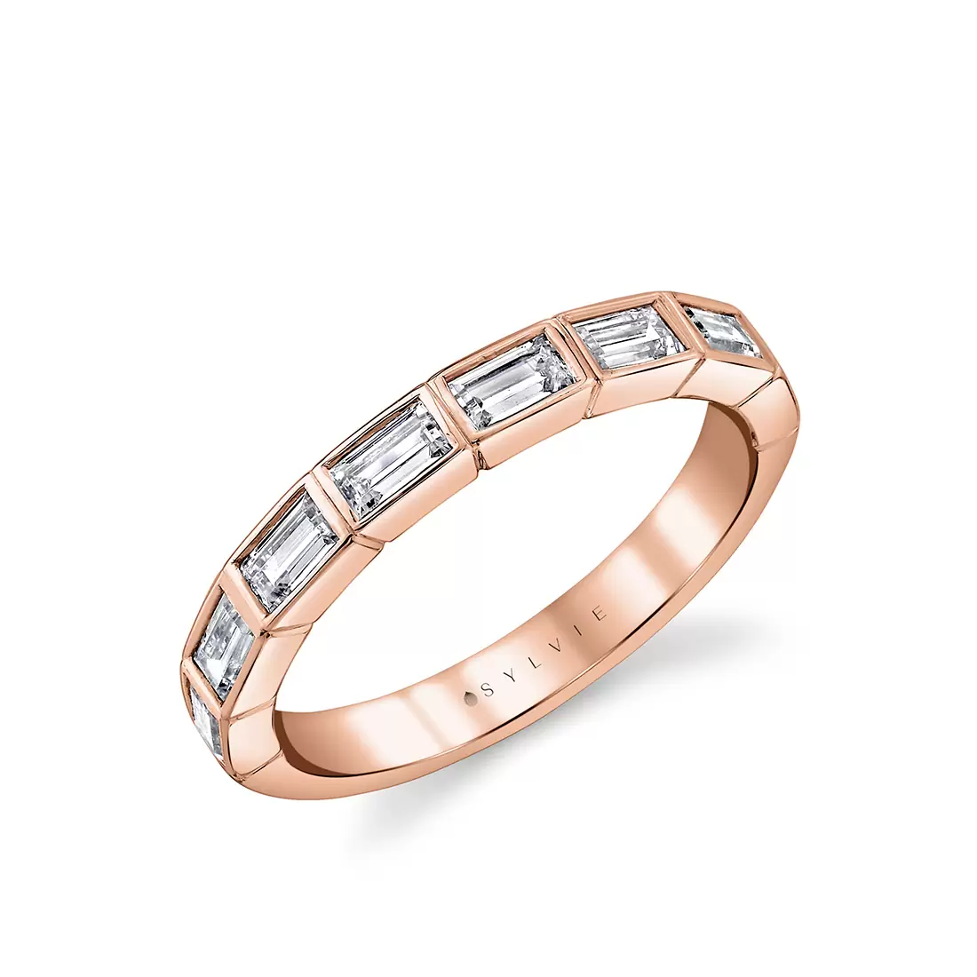 White Gold Baguette Bezel Wedding Ring