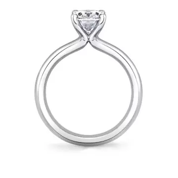 White Gold Oval Cut Wide Band Solitaire Engagement Ring - Demitra
