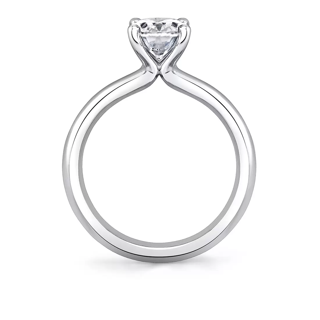 White Gold Oval Cut Wide Band Solitaire Engagement Ring - Demitra