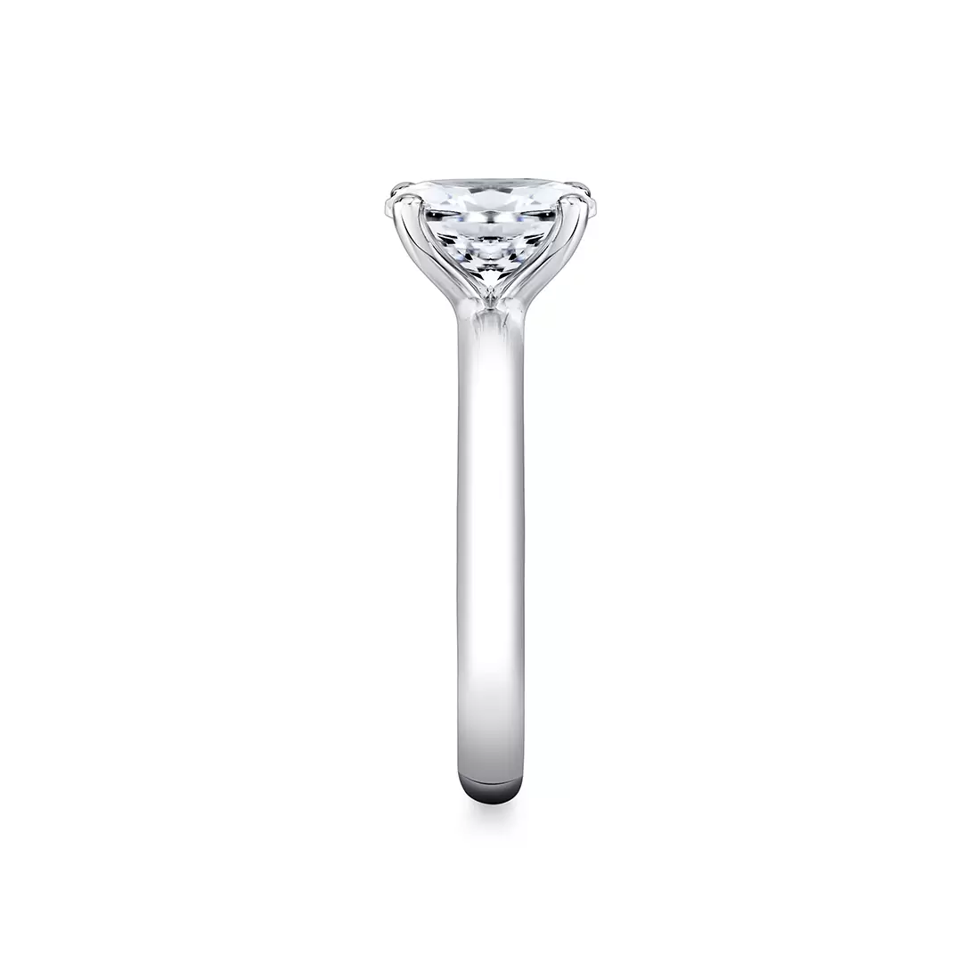White Gold Oval Cut Wide Band Solitaire Engagement Ring - Demitra