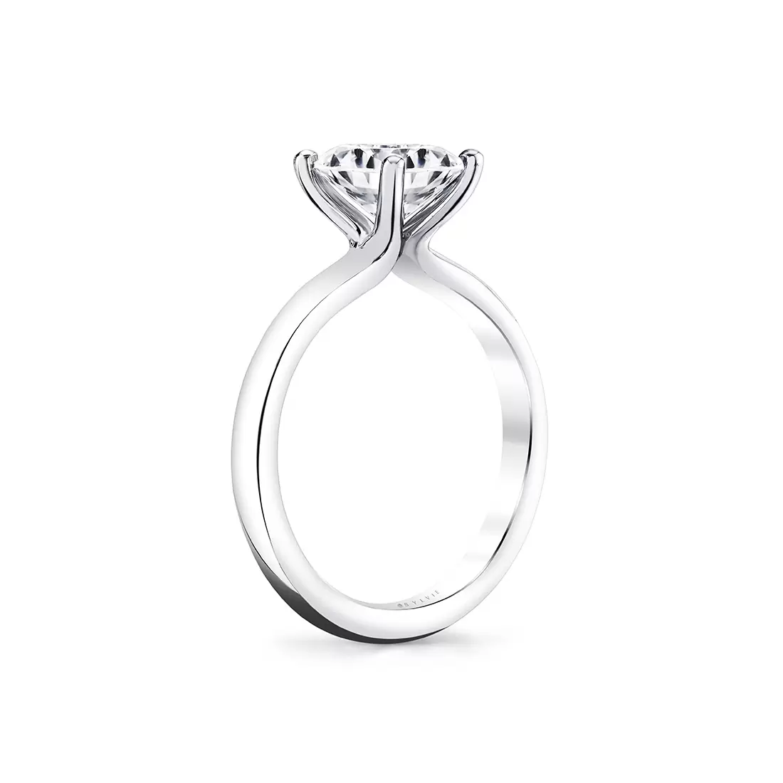 White Gold Oval Cut Wide Band Solitaire Engagement Ring - Demitra