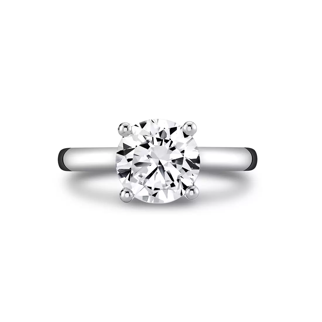 White Gold Round Cut Solitaire Engagement Ring - Ame