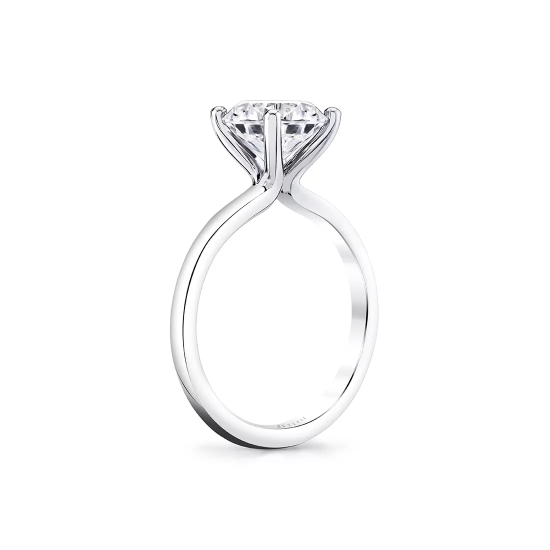 White Gold Round Cut Solitaire Engagement Ring - Ame