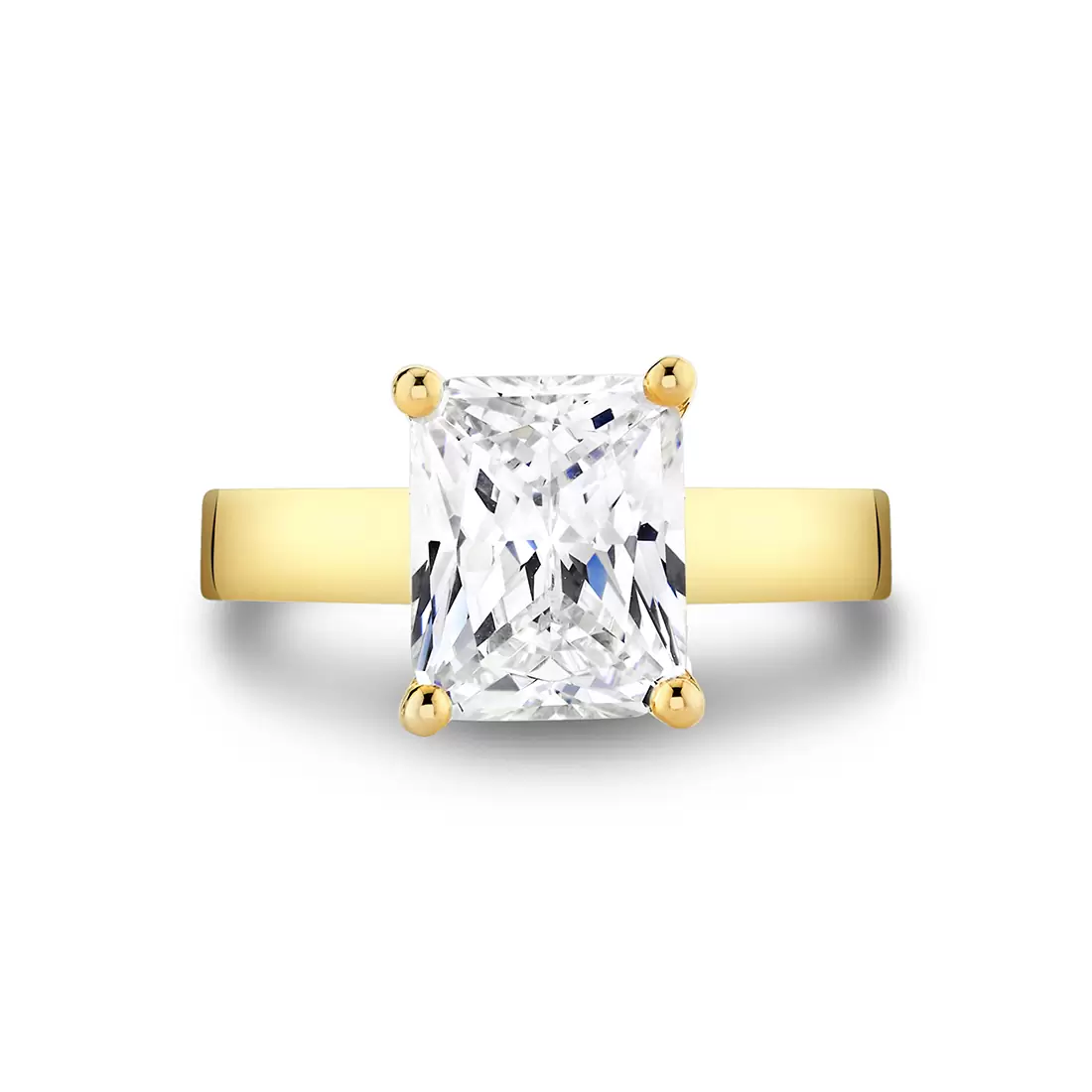 Yellow Gold Radiant Cut Flat Edge Solitaire Engagement Ring - Vesta