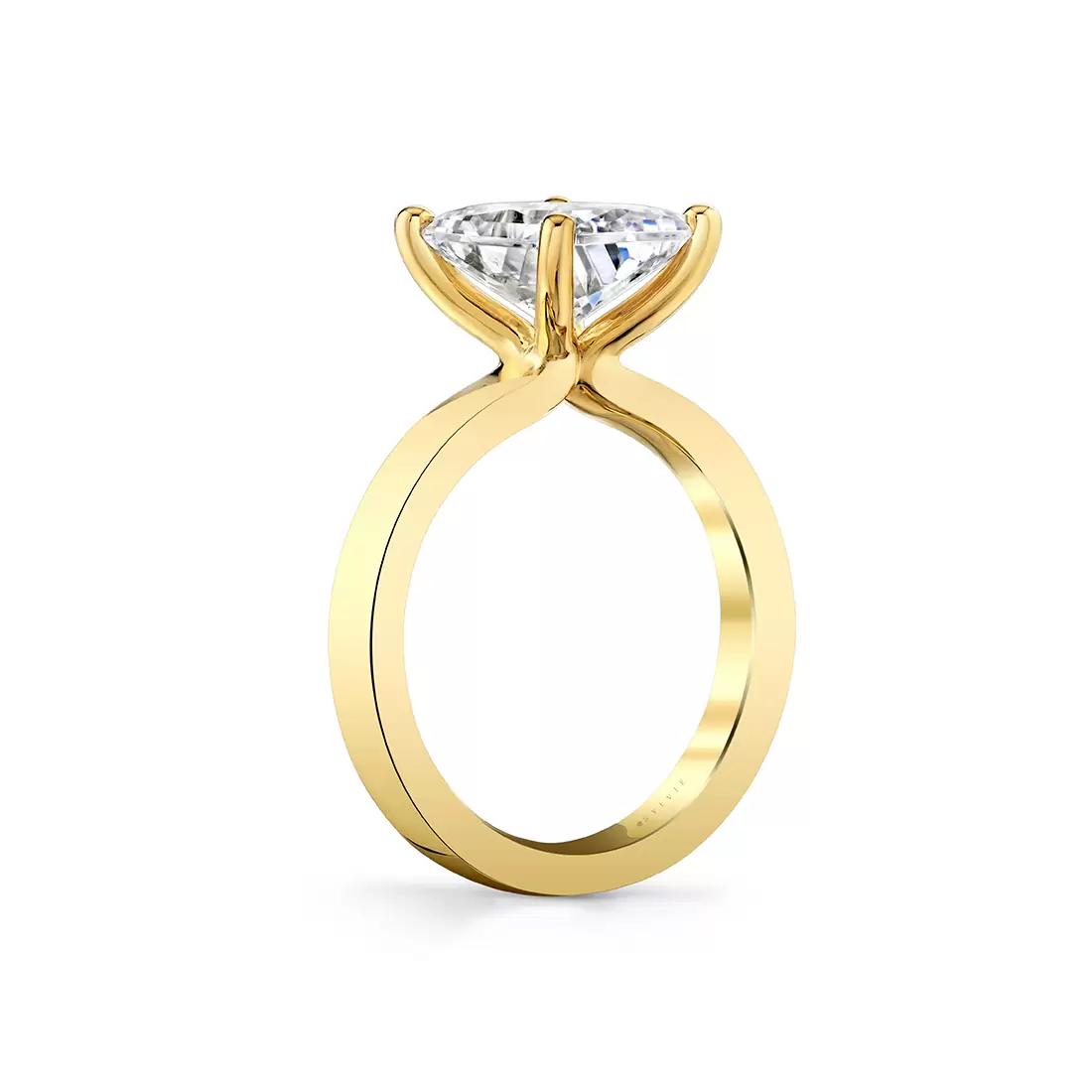 Yellow Gold Radiant Cut Flat Edge Solitaire Engagement Ring - Vesta