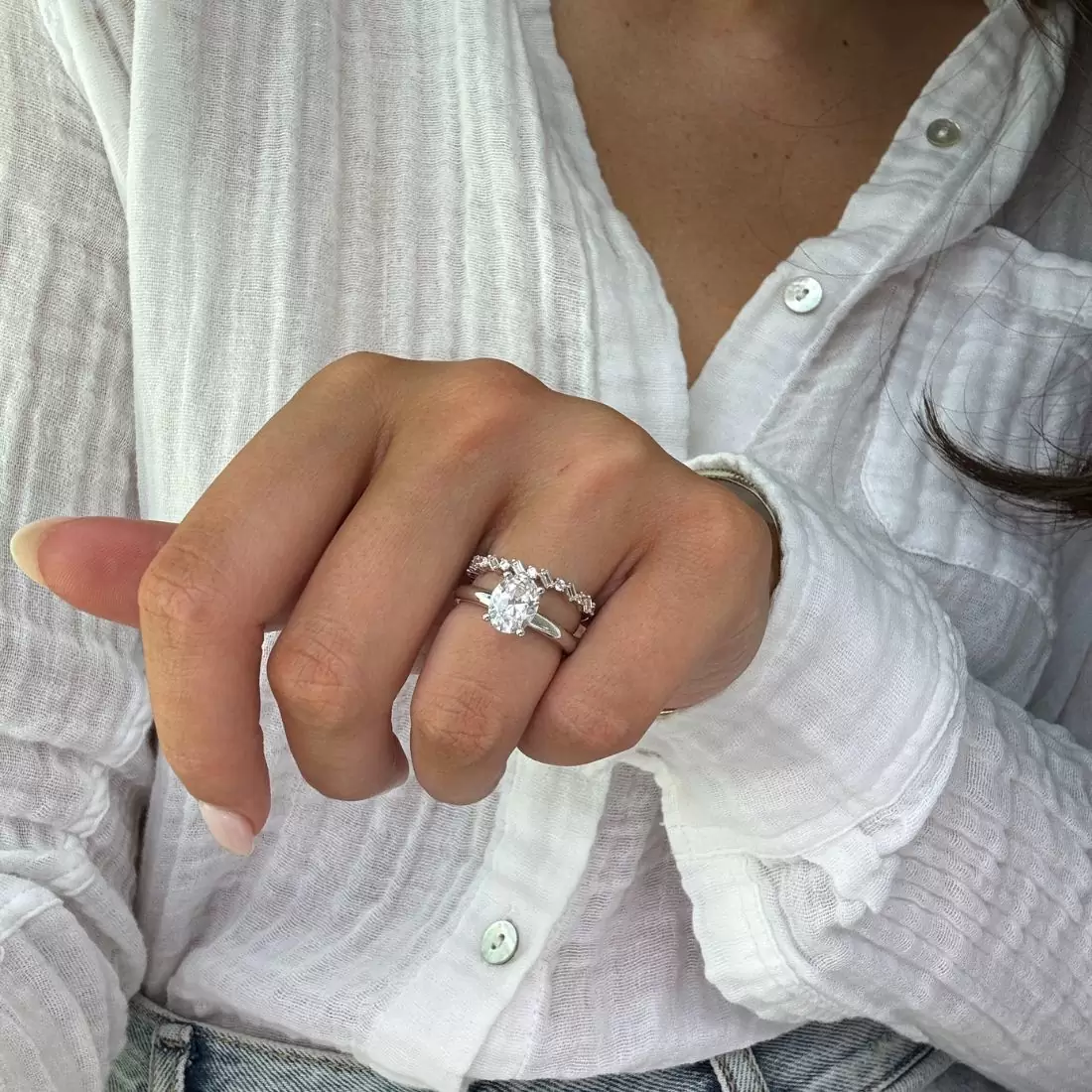 what kind of band should i wear with a solitaire engagement ring setting 1