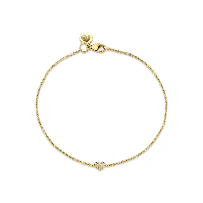 yellow gold small diamond heart bracelet