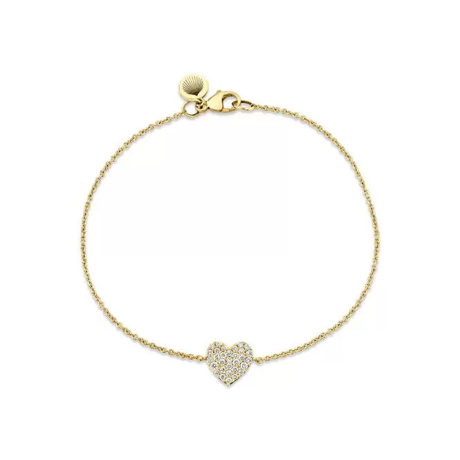 yellow gold diamond heart bracelet