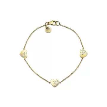 Yellow Gold Éternelle Heart Charms Diamond Bracelet