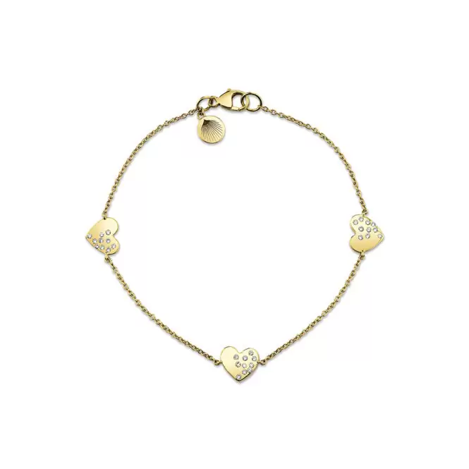 yellow gold heart charms diamond bracelet