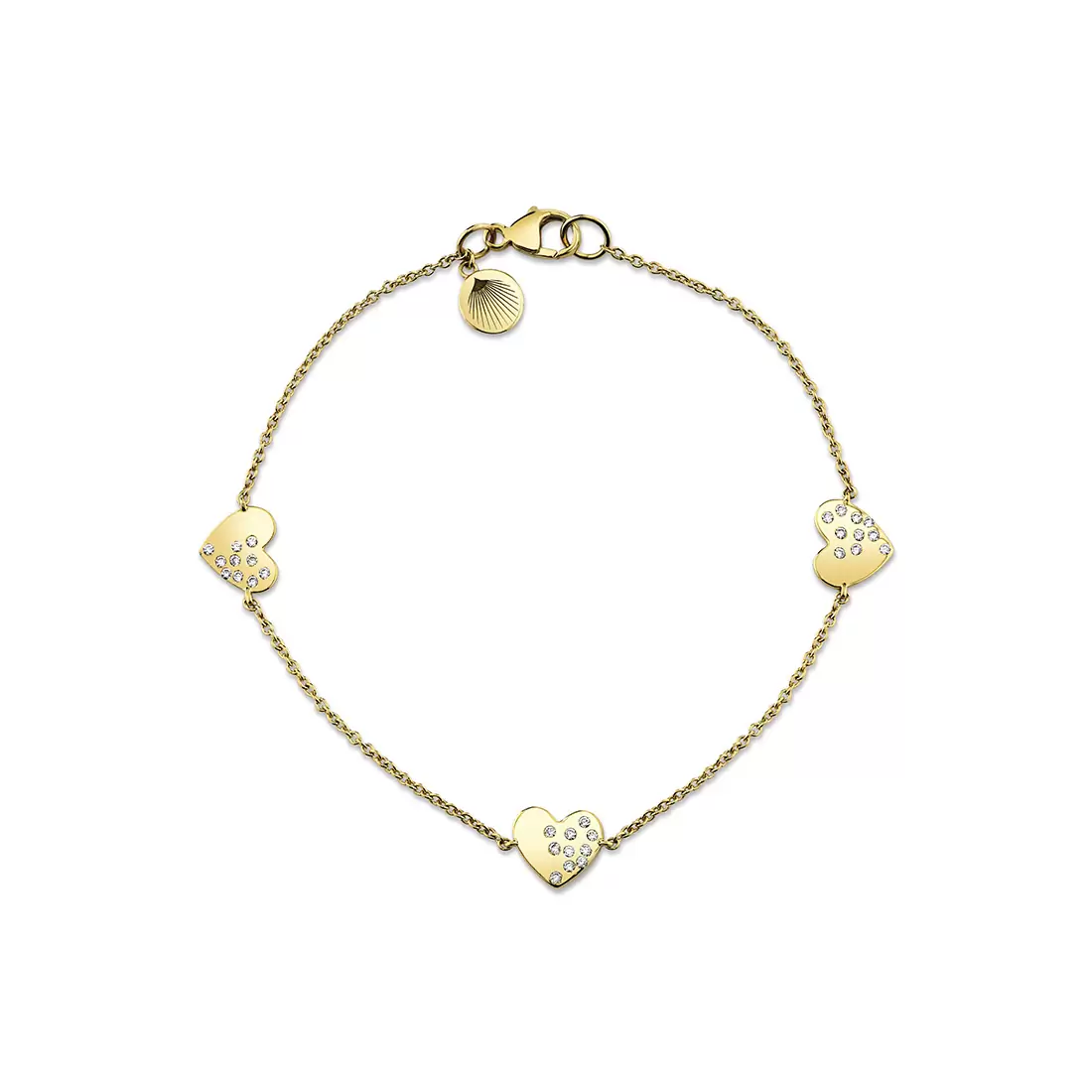 Yellow Gold Éternelle Heart Charms Diamond Bracelet
