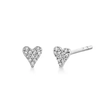 yellow gold diamond heart stud earrings