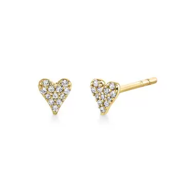 Yellow Gold Éternelle Diamond Heart Stud Earrings