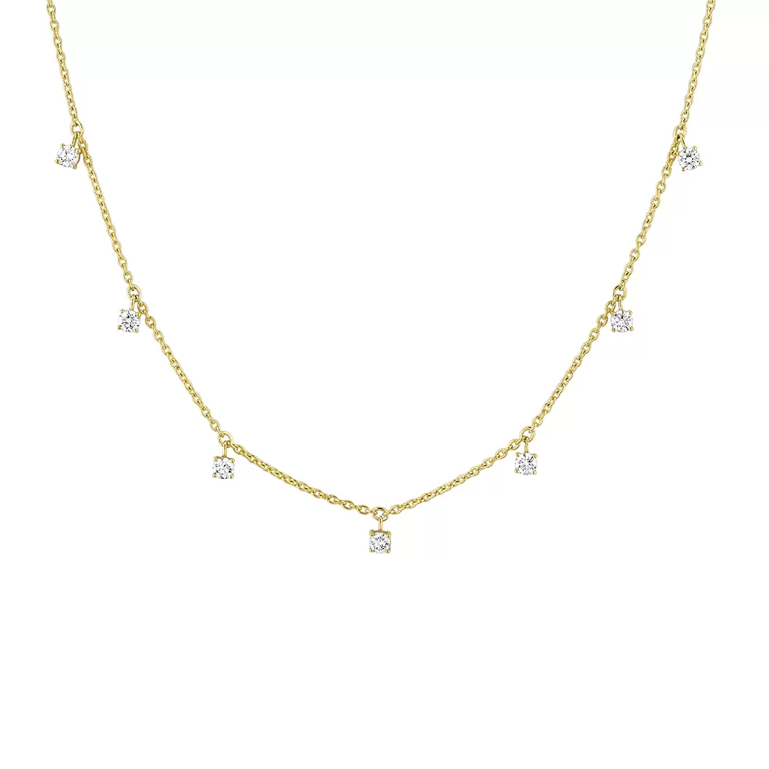 Yellow Gold Éternelle Floating Round Diamond Necklace
