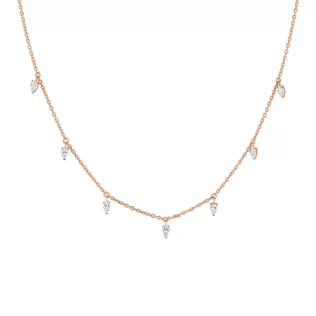 Yellow Gold Éternelle Floating Pear Diamond Necklace