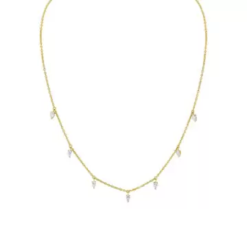 Yellow Gold Éternelle Floating Pear Diamond Necklace