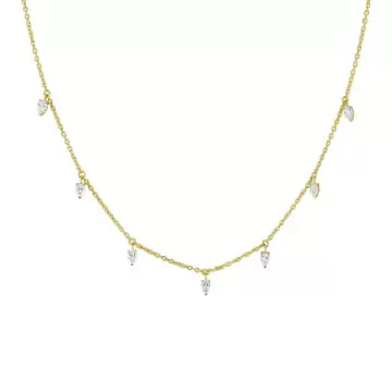 Yellow Gold Éternelle Floating Pear Diamond Necklace