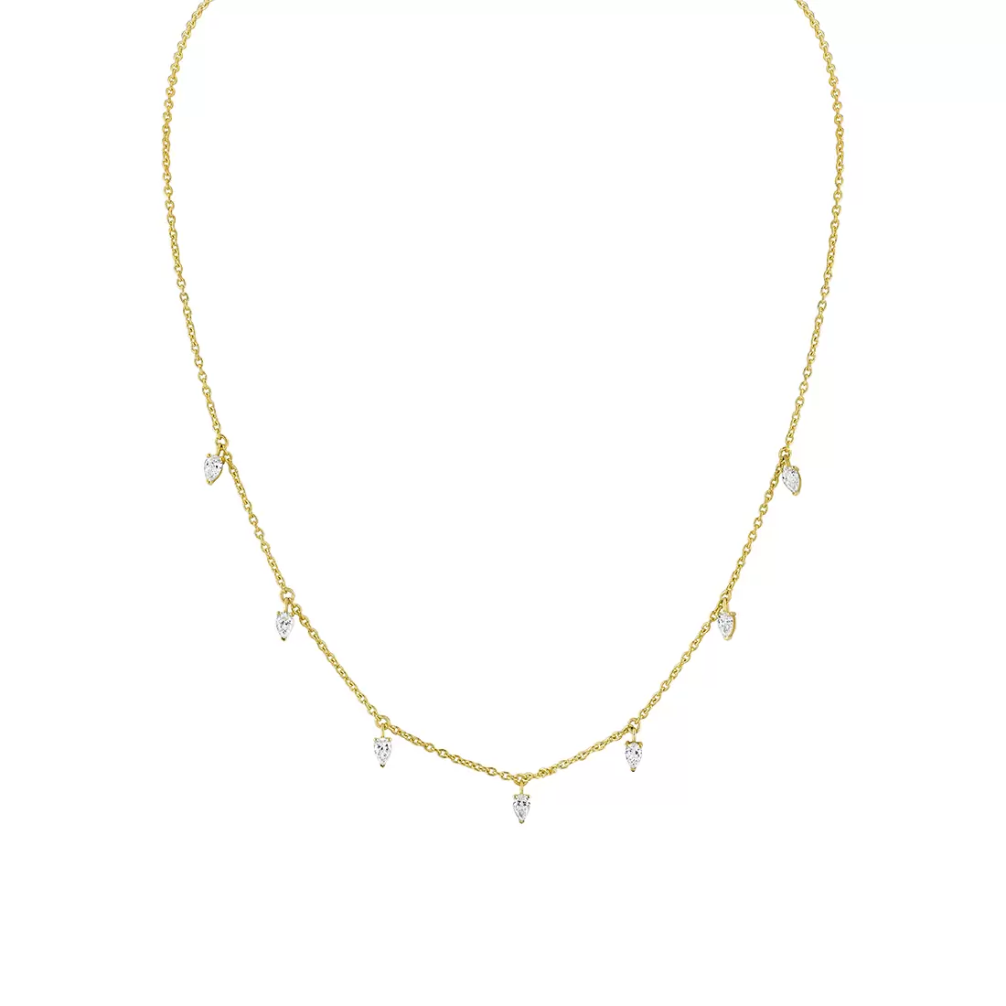 Yellow Gold Éternelle Floating Pear Diamond Necklace