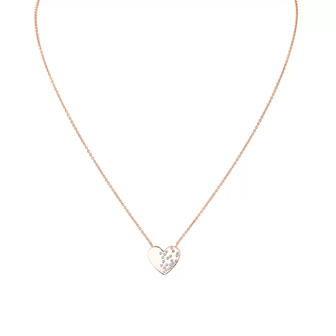Yellow Gold Éternelle Scattered Diamond Heart Necklace