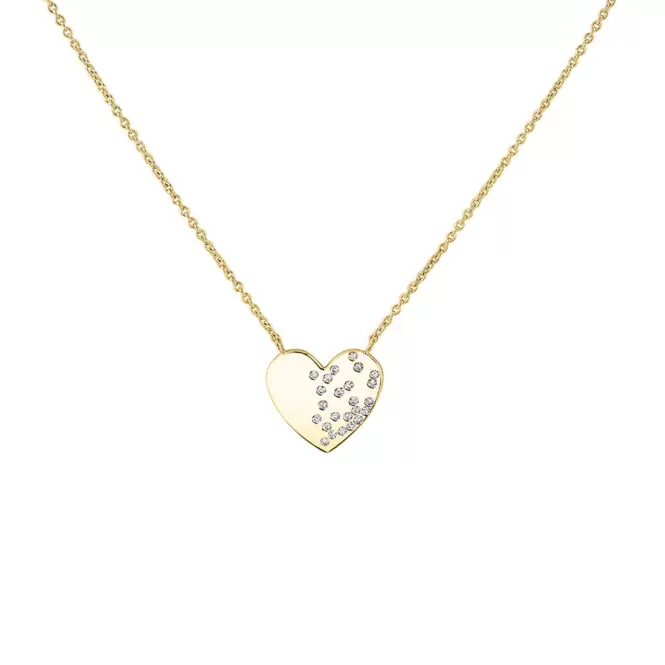 yellow gold diamond heart necklace crop