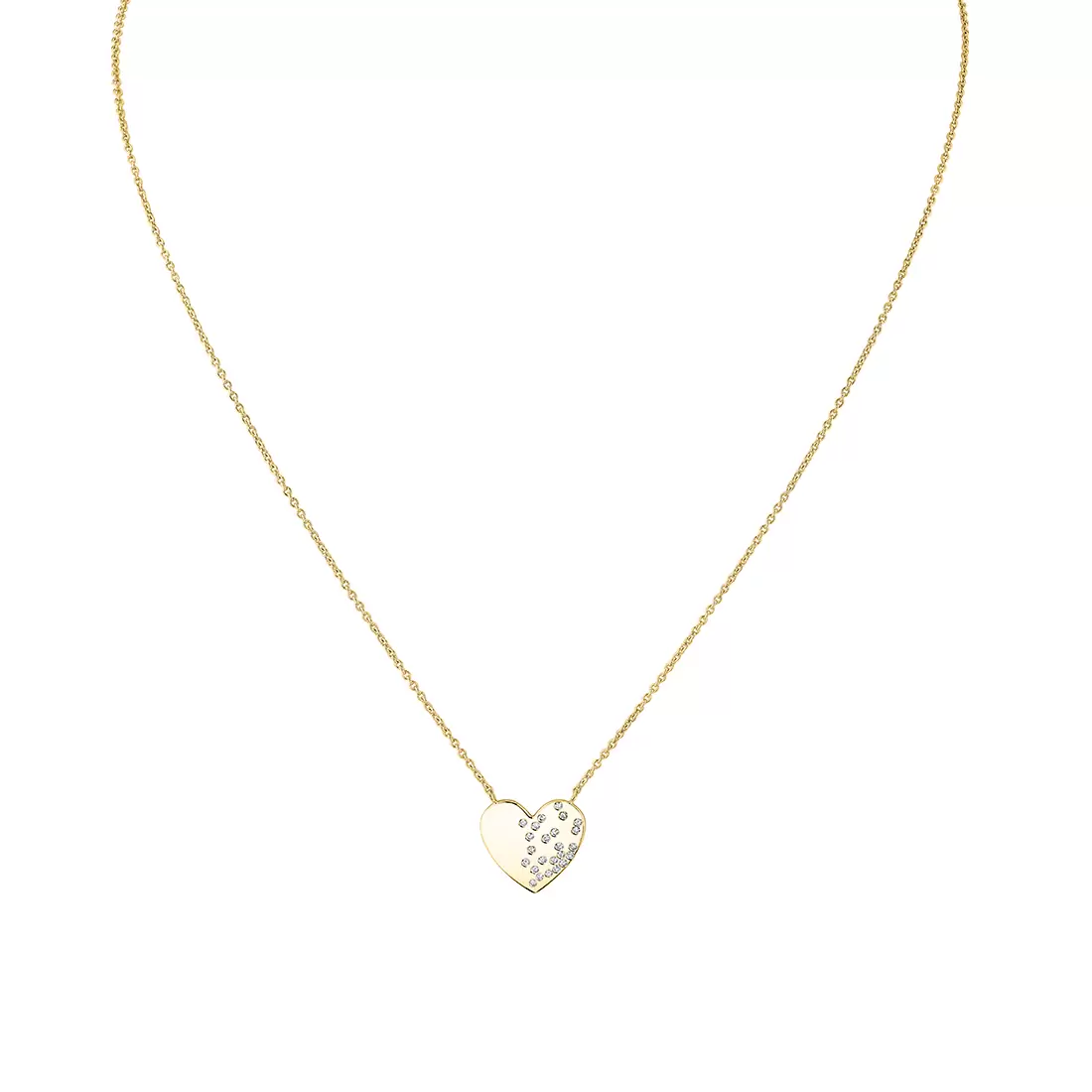 Yellow Gold Éternelle Scattered Diamond Heart Necklace