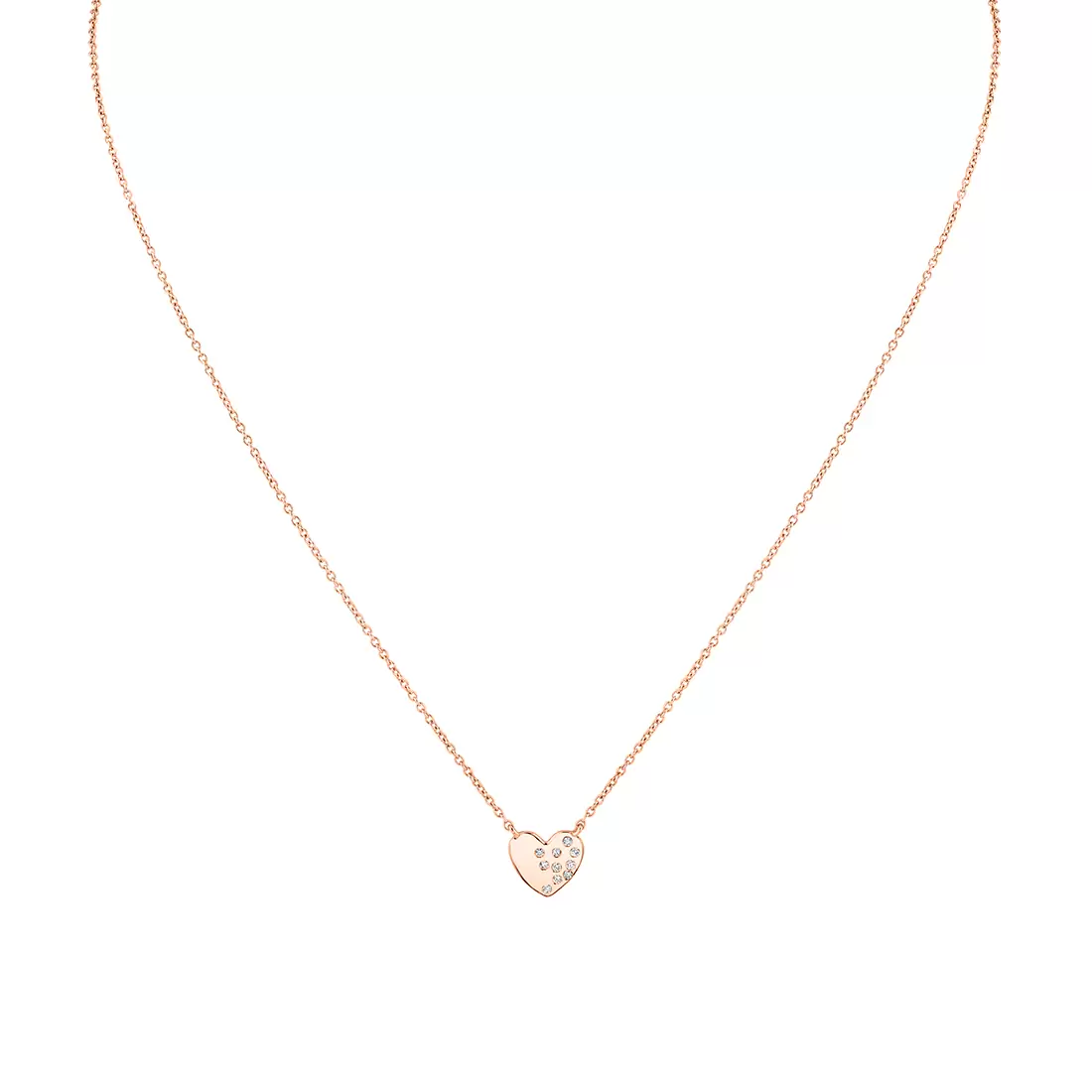 Yellow Gold Éternelle Small Scattered Diamond Heart Necklace