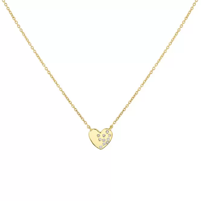 yellow gold diamond heart necklace crop