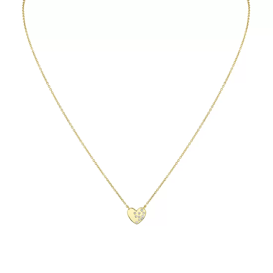 Yellow Gold Éternelle Small Scattered Diamond Heart Necklace