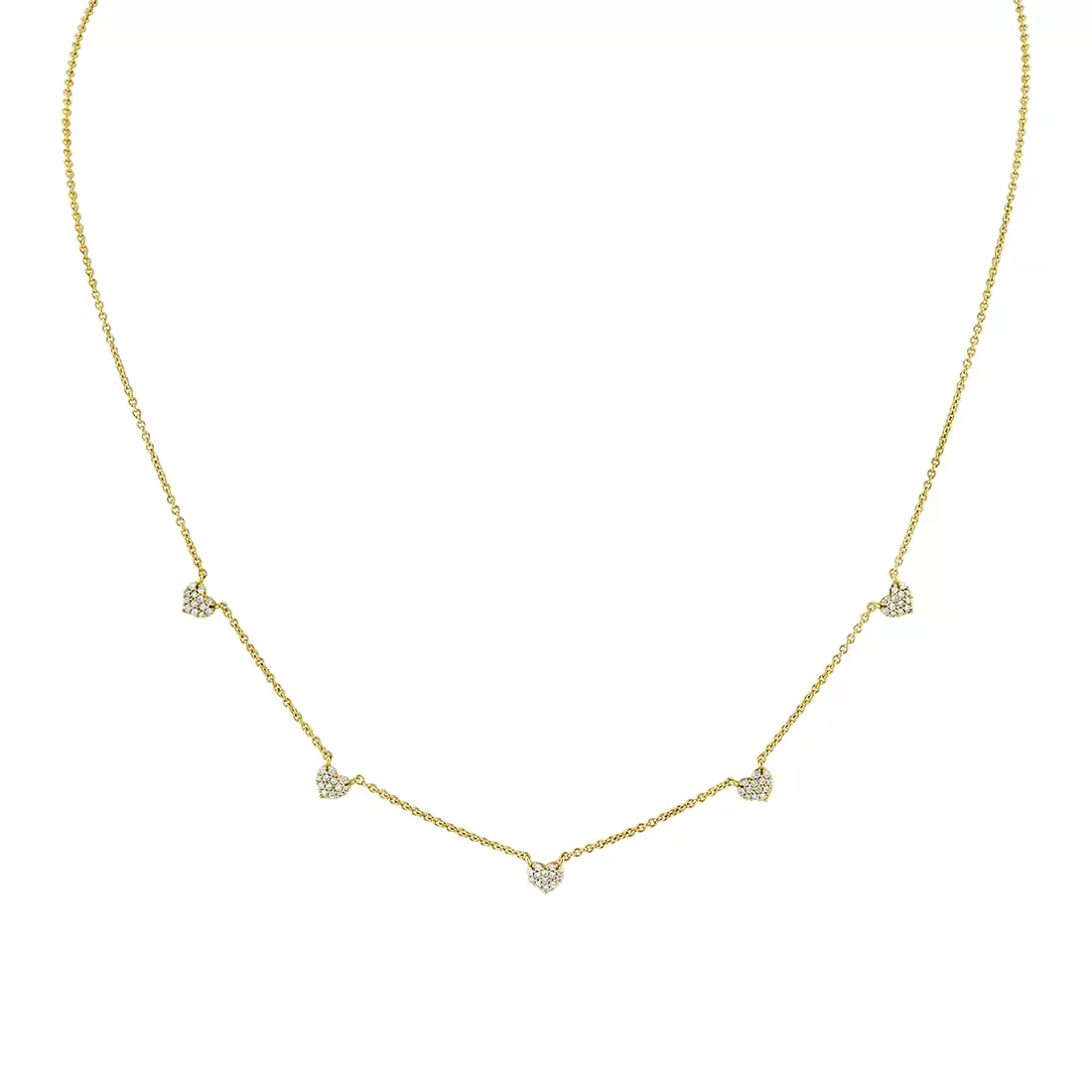 Yellow Gold Éternelle Small Heart Charm Diamond Necklace