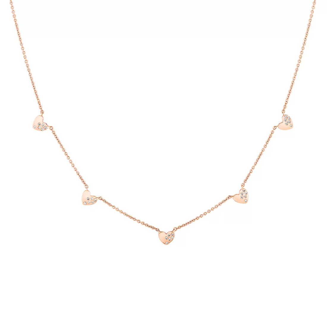 Yellow Gold Éternelle Scattered Diamond Heart Charm Necklace