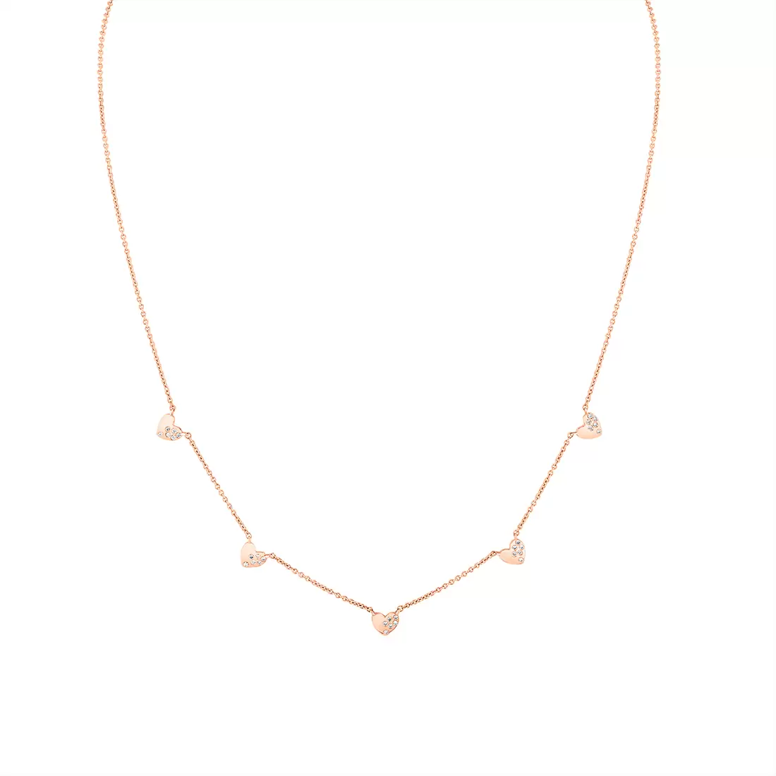 Yellow Gold Éternelle Scattered Diamond Heart Charm Necklace