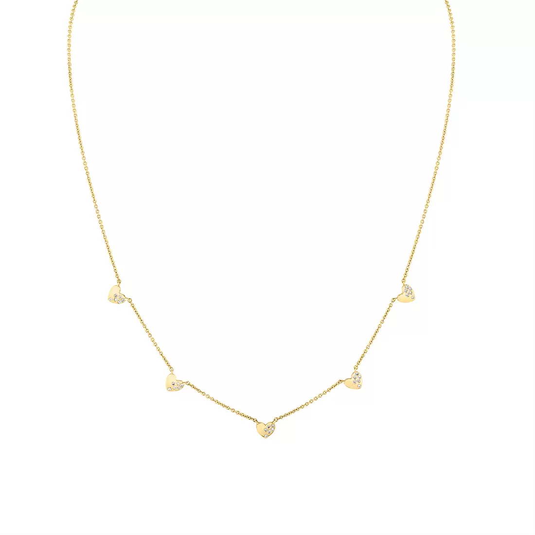 Yellow Gold Éternelle Scattered Diamond Heart Charm Necklace
