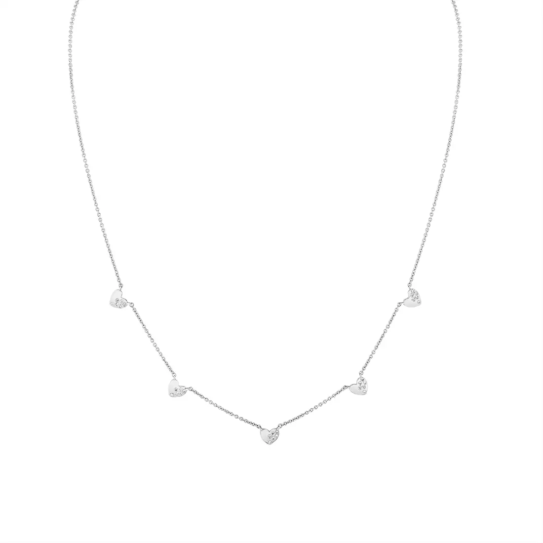 Yellow Gold Éternelle Scattered Diamond Heart Charm Necklace