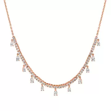 Yellow Gold Éternelle Diamond Necklace with Floating Pear Diamonds