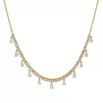 Yellow Gold Éternelle Diamond Necklace with Floating Pear Diamonds