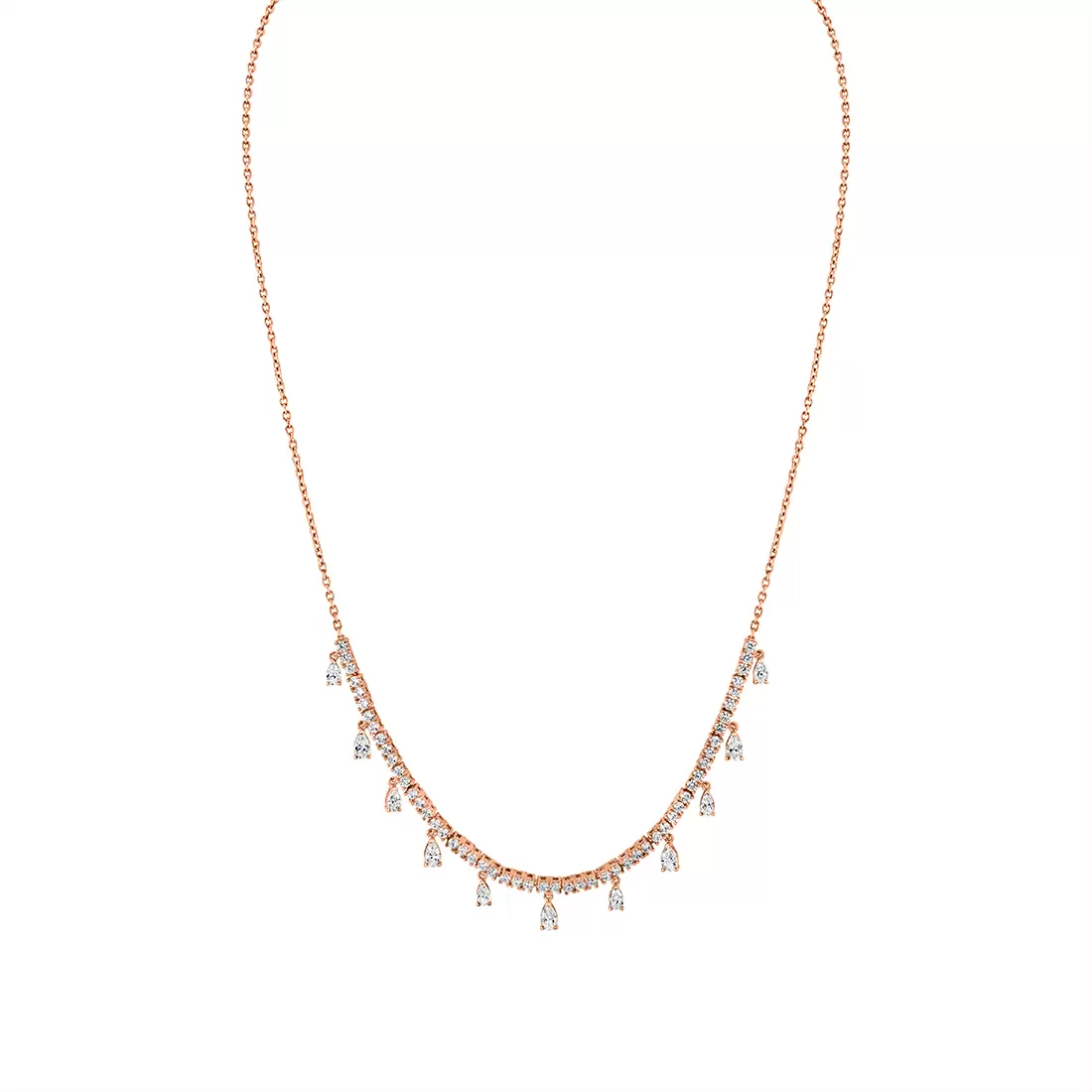 Yellow Gold Éternelle Diamond Necklace with Floating Pear Diamonds