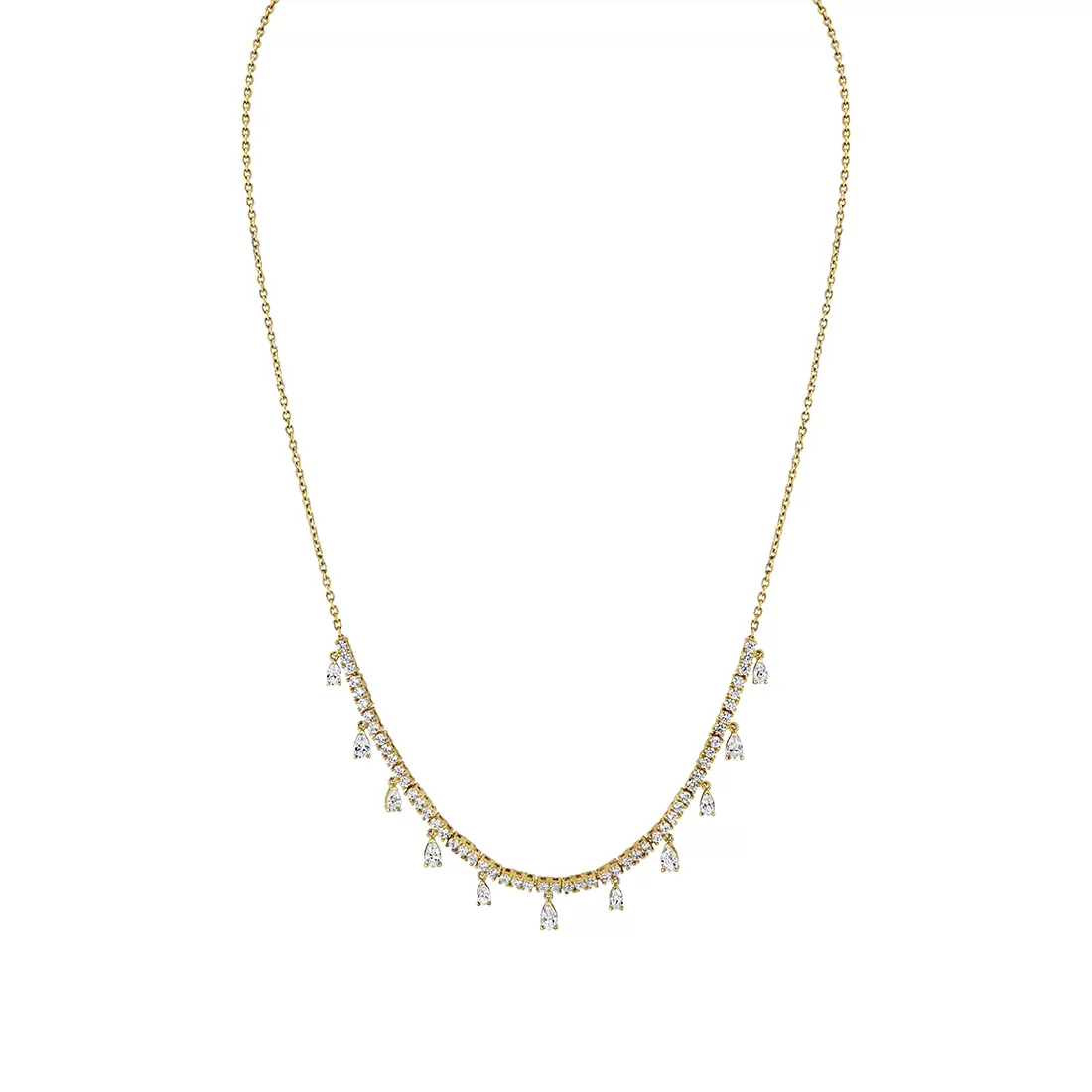 Yellow Gold Éternelle Diamond Necklace with Floating Pear Diamonds