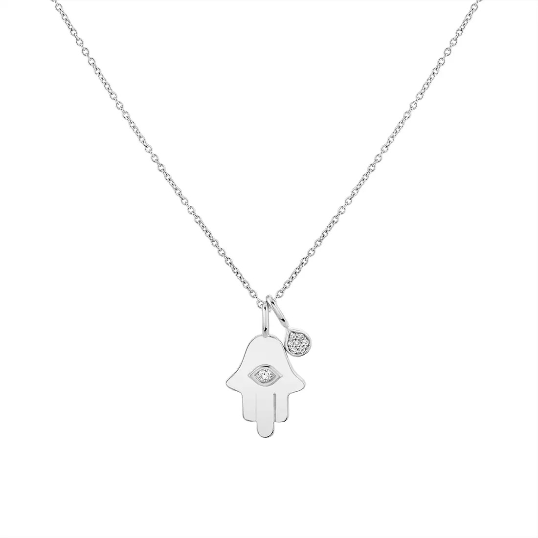Yellow Gold Éternelle Diamond Hamsa Hand Pendant with Diamond Shell Charm
