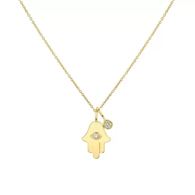 yellow gold Hamsa hand pendant crop