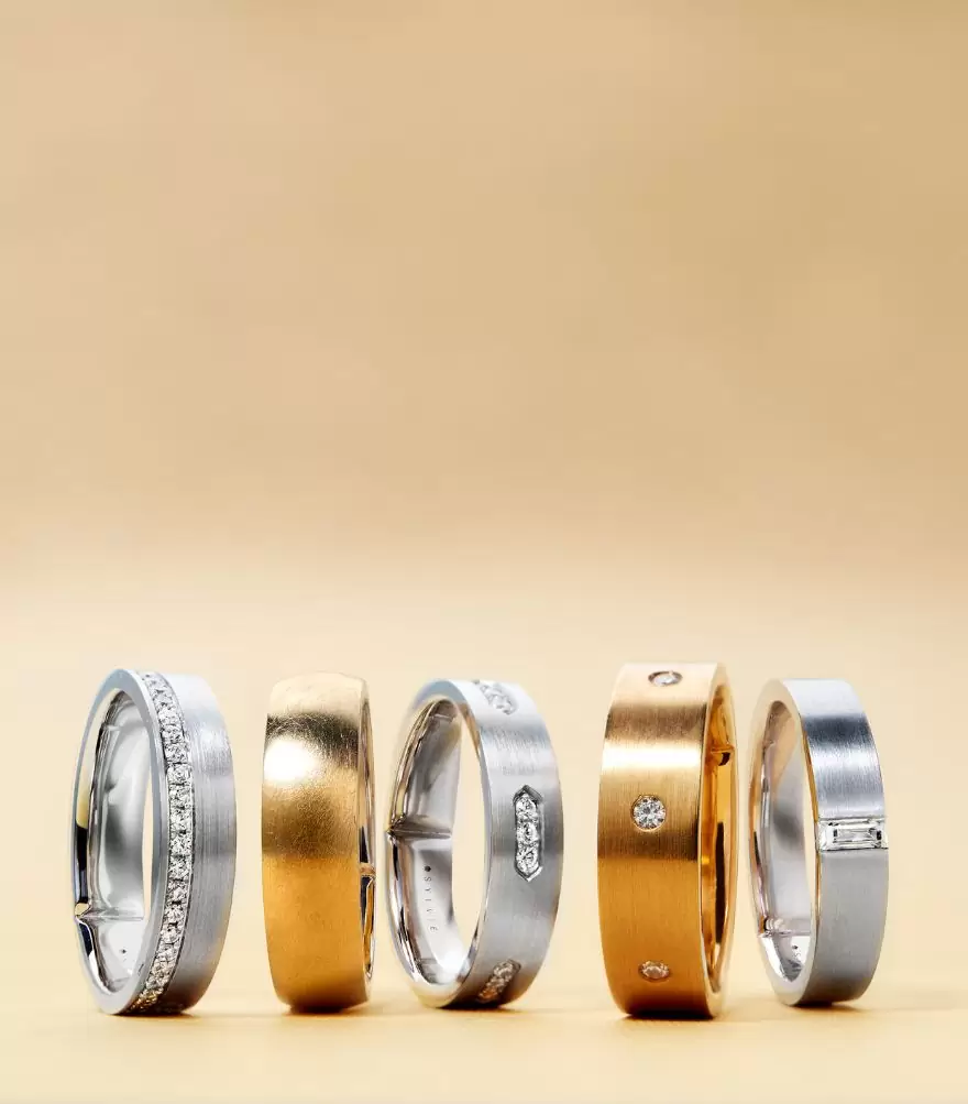 brushed gold men's wedding band - mobile