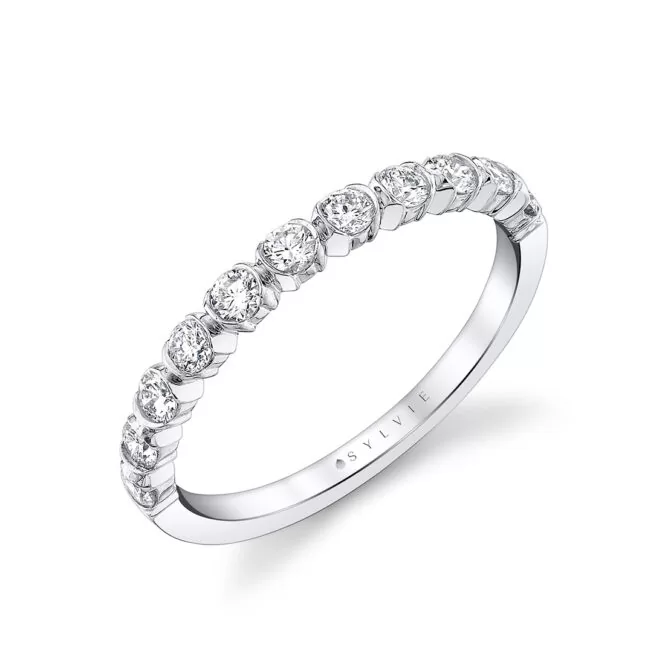 white gold classic half bezel wedding ring