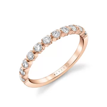 White Gold Classic Half Bezel Wedding Ring - Teddi