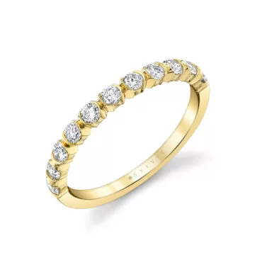 White Gold Classic Half Bezel Wedding Ring - Teddi