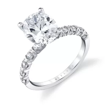 White Gold Oval Cut Classic Engagement Ring - Teddi