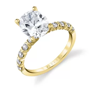 White Gold Oval Cut Classic Engagement Ring - Teddi