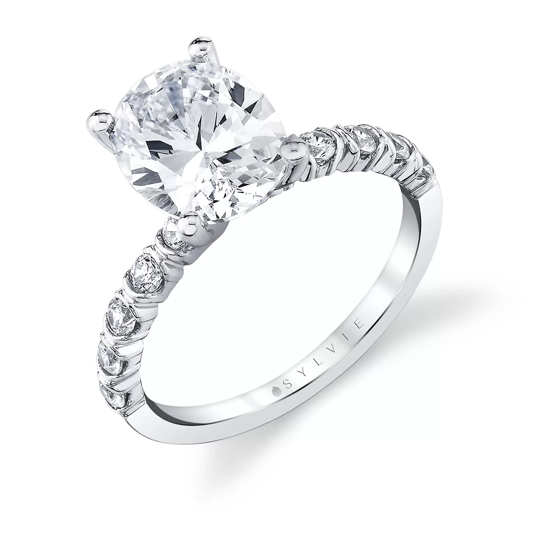 White Gold Oval Cut Classic Engagement Ring - Teddi