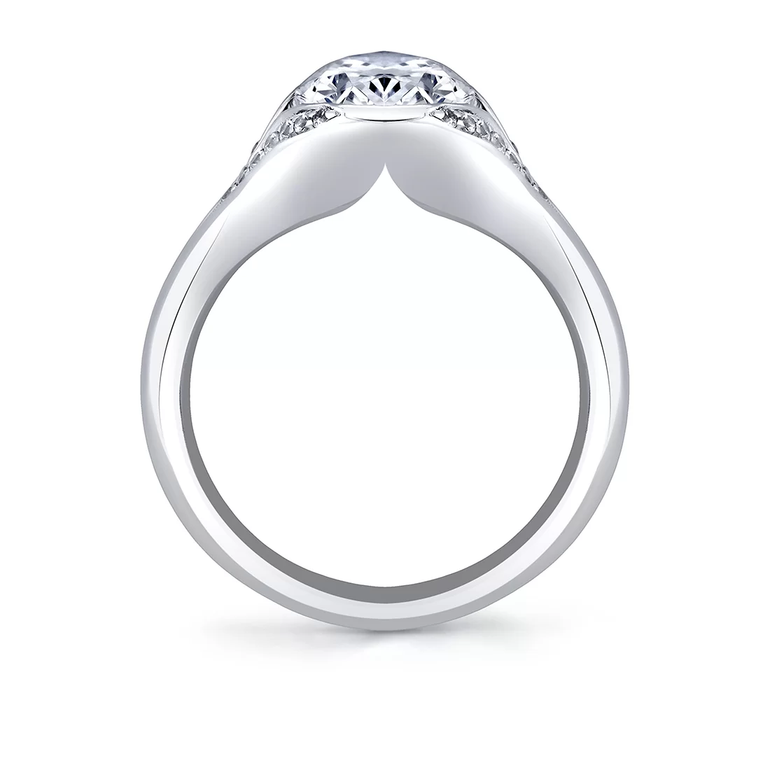 White Gold Shell Auranova Riva Split Shank Engagement Ring - Calista