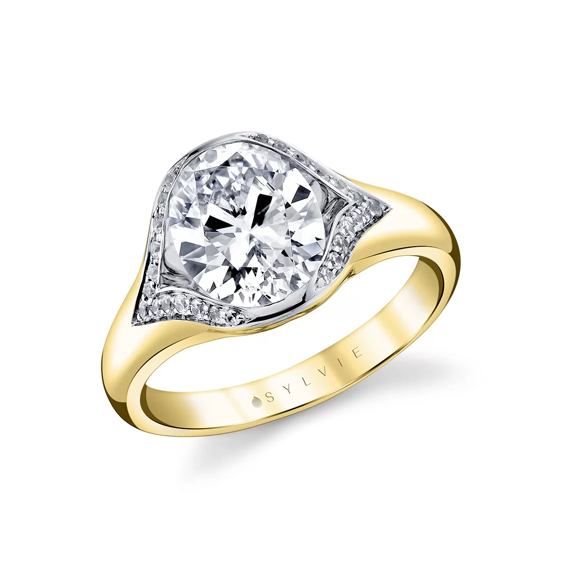 White Gold Shell Auranova Riva Split Shank Engagement Ring - Calista