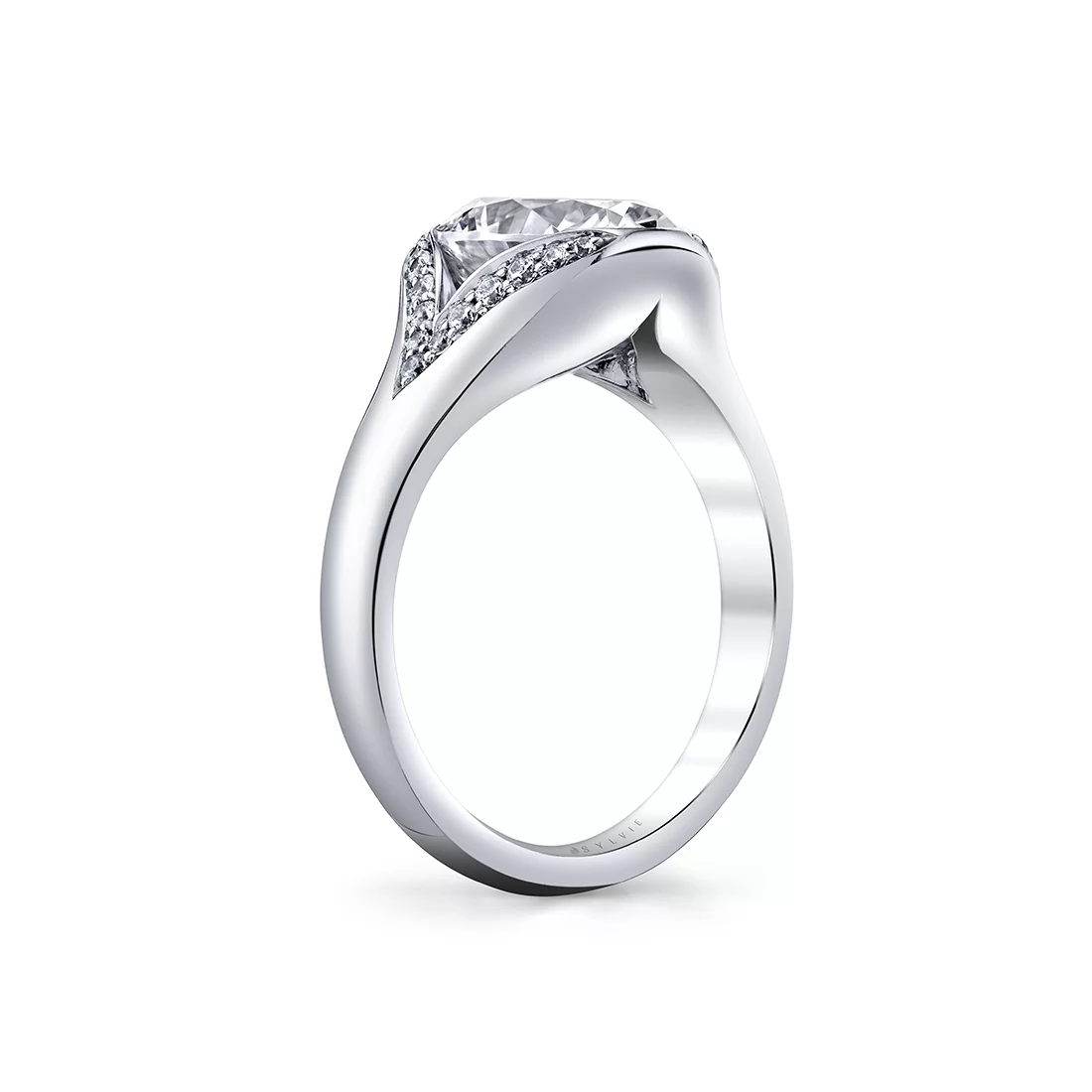 White Gold Shell Auranova Riva Split Shank Engagement Ring - Calista