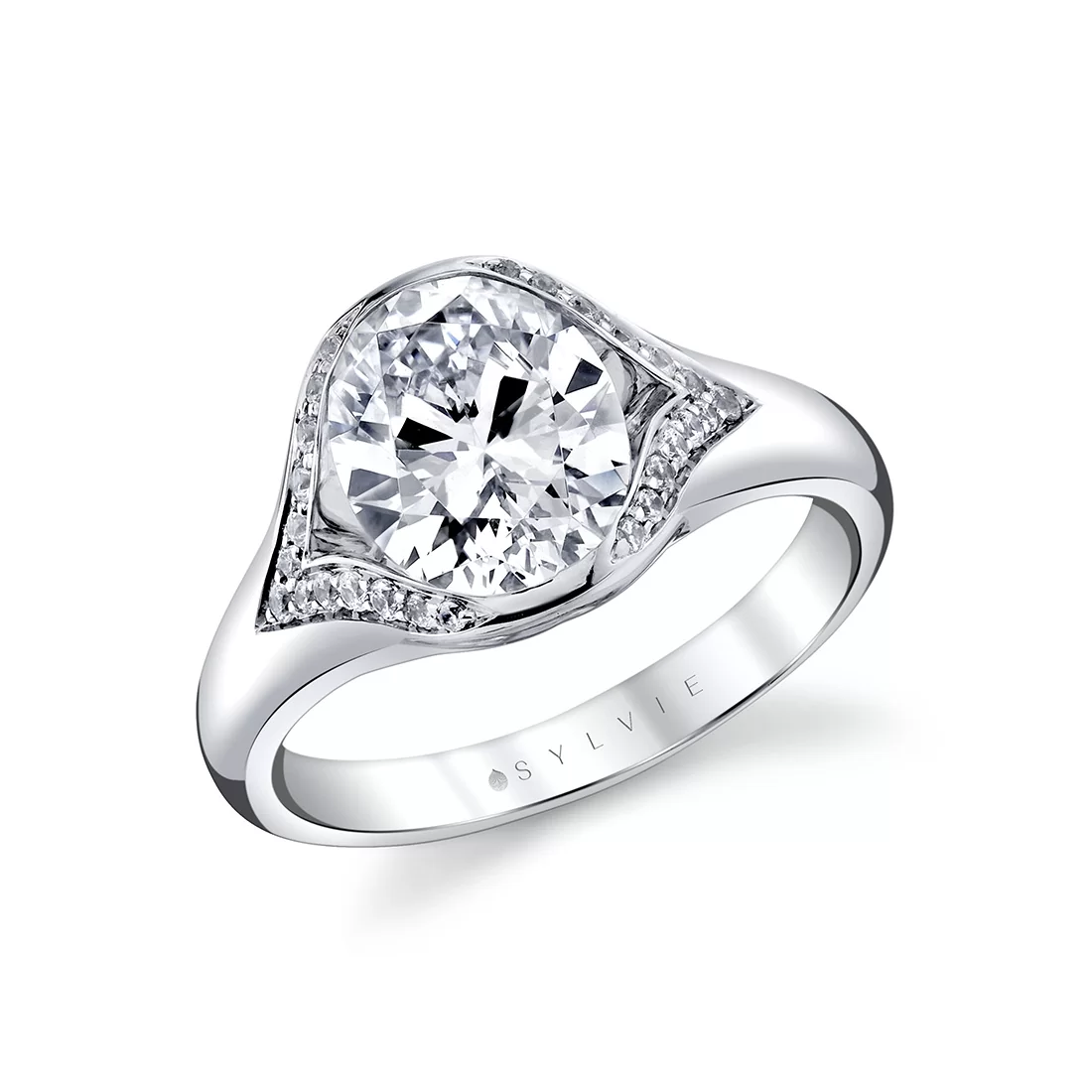 White Gold Shell Auranova Riva Split Shank Engagement Ring - Calista